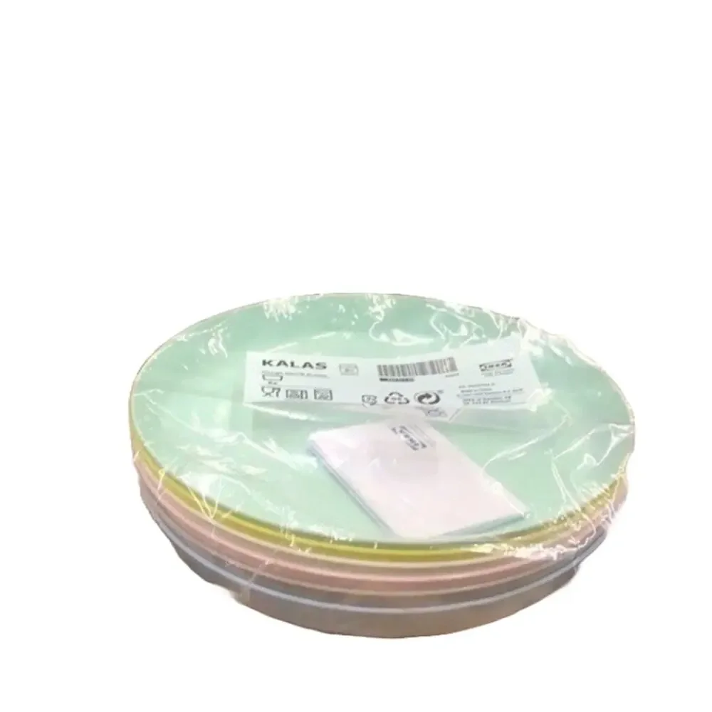 Lot of 6x IKEA KALAS Stackable Kids Plates Mixed Pastel Colors Polypropylene NEW